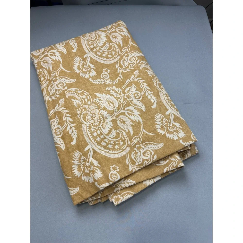Pottery Barn Mustard Yellow Paisley Linen Cotton Blackout Curtain Panel 50x84